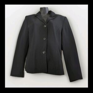 Karen Scott Jacket 10Petite Black Long Sleeve Blazer Lined 100% Polyester